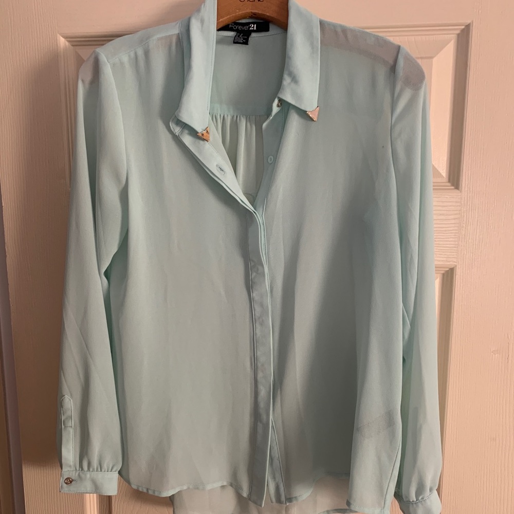 Turquoise Long Sleeve Blouse